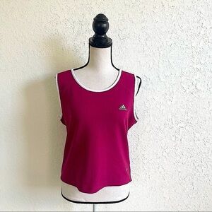 ADIDAS Burgundy Sleeveless Workout Tank Top Size Large Scoop Neck Athletic EUC